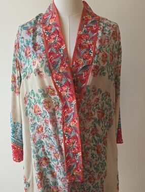Johnny Was Floral Multicolor Embroidered Reversible Kimono
